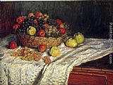 Fruit Basket with Apples and Grapes by Claude Monet